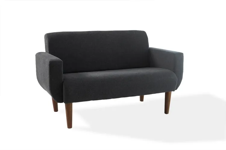SOFÁ 2 LUGARES PARA SALA RETRÔ PRETO LIRIO VERNIZ CAPUCCINO 140X76X83CM 