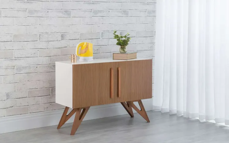 BALCÃO BUFFET 2 PORTAS PARA SALA DE JANTAR FREDDIE BRANCO COM FREIJÓ E JATOBÁ 90x35x64,7 CM