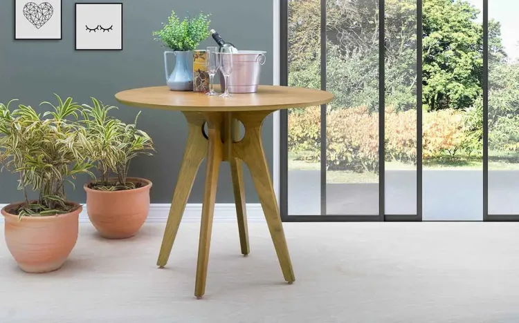 MESA REDONDA PARA JANTAR BIANCHI 90X77CM AMÊNDOA 