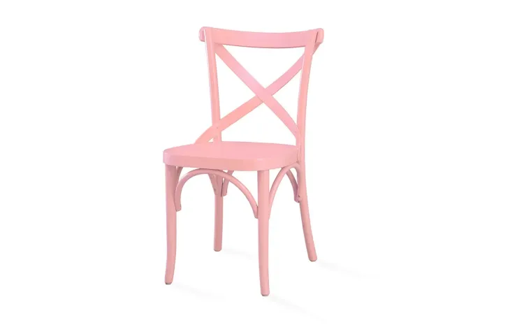 CADEIRA PARA COZINHA DE MADEIRA MADELEINE LACA ROSA BEBÊ 50x54,5x86 CM