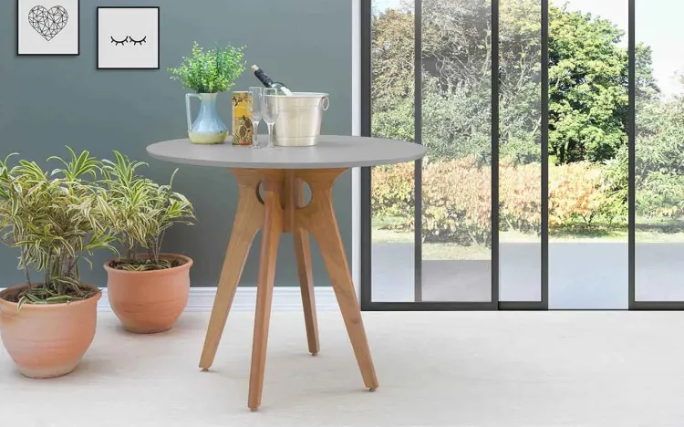 MESA PARA LANCHONETE REDONDA BIANCHI 90X77CM JATOBÁ E CINZA CONCRETO