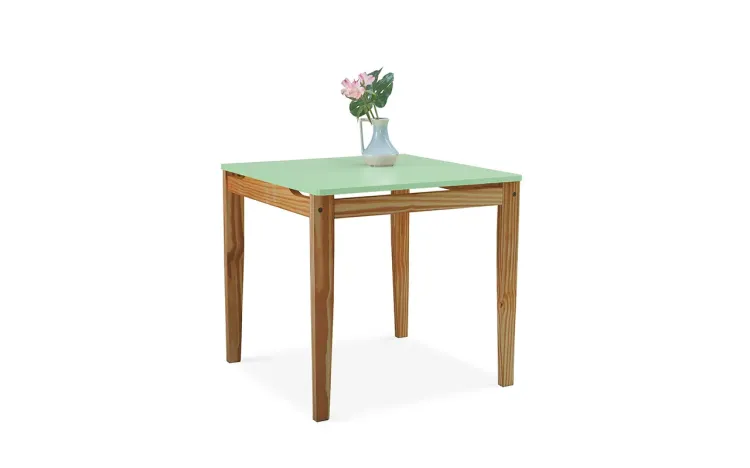 MESA DE COZINHA DE MADEIRA TUCUPI ACABAMENTO STAIN NÓZES E VERDE SÁLVIA 80X80X76CM