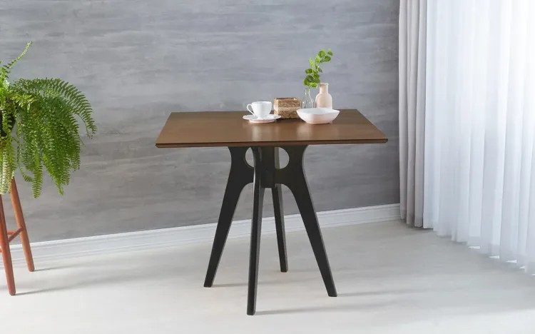 MESA QUADRADA PRETA PARA JANTAR BIANCHI 90X77CM PRETO E CAPUCCINO