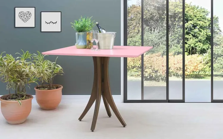 MESA PARA APARTAMENTO PEQUENO QUADRADA JULIETTE 90X90X77CM NOGUEIRA E ROSA BEBÊ