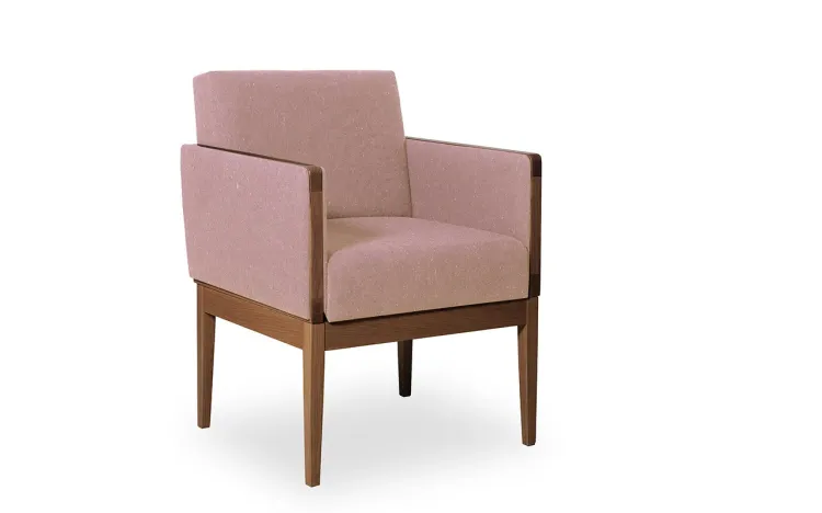 POLTRONA PARA SALA ESTOFADA ROSA VERNIZ CAPUCCINO TEC.169B MARISCAL 62X64X83 CM