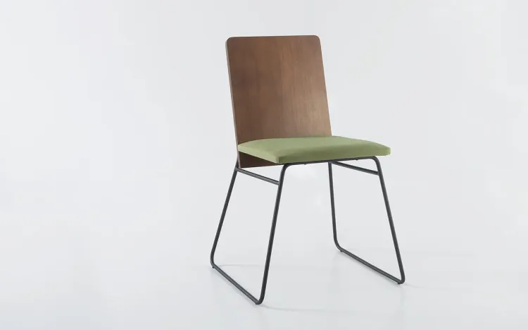 CADEIRA ESTOFADA DE METAL BEND 06 VERNIZ CAPUCCINO E TEC. 121 ALGODÃO VERDE MUSGO 51X51X81 CM
