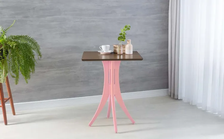 MESA BISTRÔ BAIXA QUADRADA JULIETTE 60X60X77CM CAPUCCINO E ROSA BEBÊ