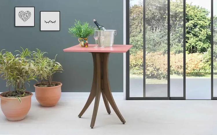 MESA BISTRÔ BAIXA QUADRADA JULIETTE 60X60X77CM NOGUEIRA E ROSA CORAL