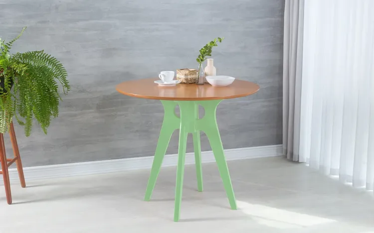 MESA DE JANTAR DE MADEIRA REDONDA BIANCHI 90X77CM VERDE SÁLVIA E JATOBÁ