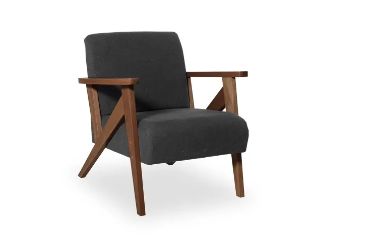 POLTRONA DECORATIVA PARA SALA ANIS VERNIZ CAPUCCINO TEC.999 PRETO 72X76X85 CM