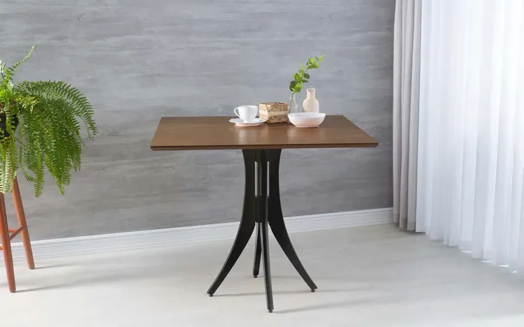 MESA DE JANTAR PRETA QUADRADA JULIETTE 90X90X77CM CAPUCCINO E PRETO