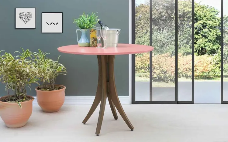 MESA PARA LANCHONETE REDONDA JULIETTE 90X77CM NOGUEIRA E ROSA CORAL