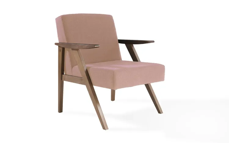 POLTRONA PARA SALA COM BRAÇOS ROSA THÉO VERNIZ CAPUCCINO TEC.169B 63x71x83 CM