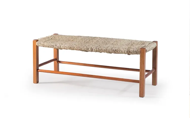 BANCO BAIXO DE PALHA PESTRE VERNIZ MEL 102X48,5X39 CM