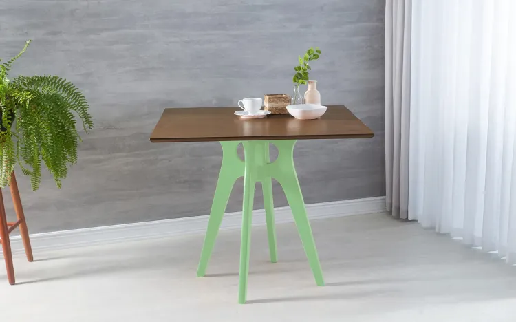 MESA QUADRADA PARA JANTAR BIANCHI 90X77CM VERDE SÁLVIA E CAPUCCINO