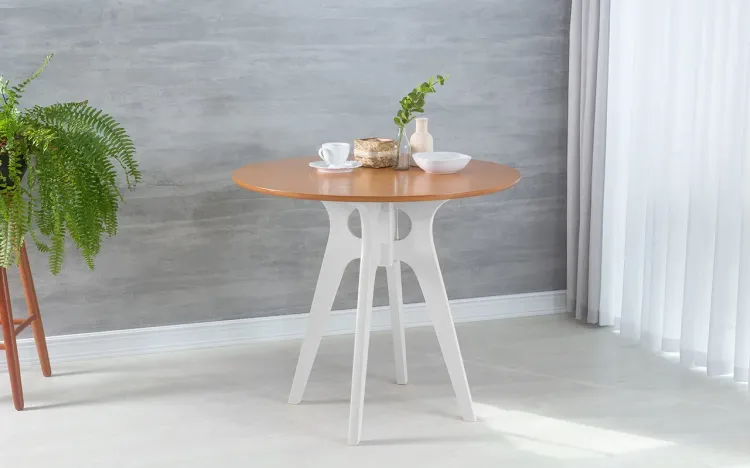 MESA PARA LANCHONETE REDONDA BIANCHI 90X77CM BRANCO E JATOBÁ