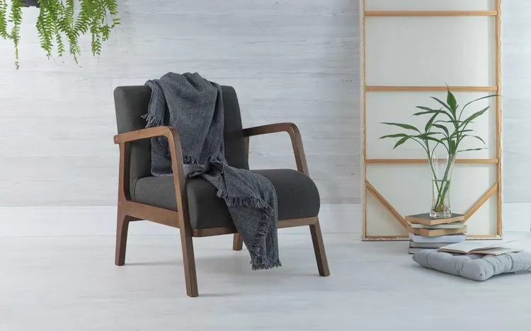 POLTRONA PARA QUARTO ALFAZEMA VERNIZ CAPUCCINO TEC.999 PRETO 60,3X73X77 CM