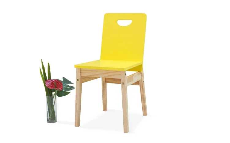 CADEIRA PARA MESA DE JANTAR TUCUPI ACABAMENTO STAIN NATURAL E LACA AMARELO 40X51X81CM 