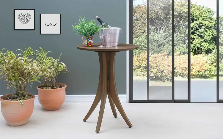 MESA BISTRÔ BAIXA REDONDA JULIETTE 60X77CM VERNIZ CAPUCCINO
