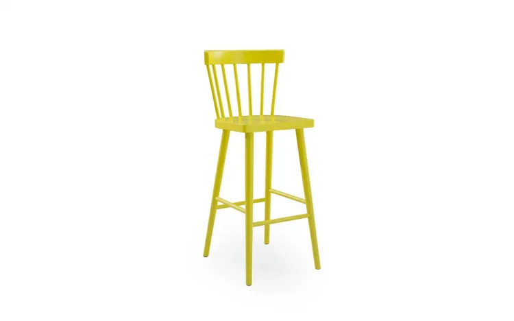 BANQUETA DE MADEIRA PARA BAR FOLK LAQUEADA AMARELO 45x46x105CM
