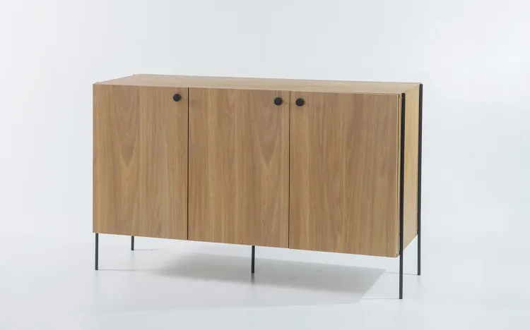 ARMÁRIO BUFFET 3 PORTAS COM PÉS DE METAL TRAY MDF DUAL 122,5X41,5X75 CM