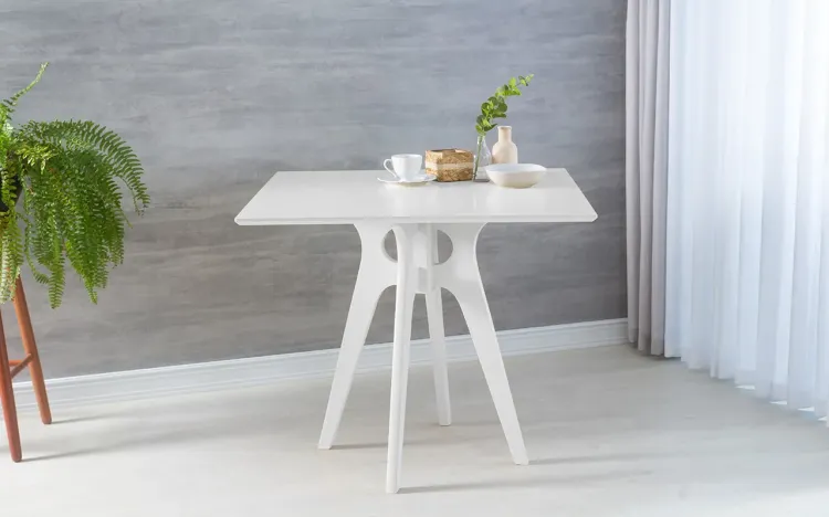 MESA BRANCA PARA LANCHONETE QUADRADA BIANCHI 90X77CM LACA BRANCA