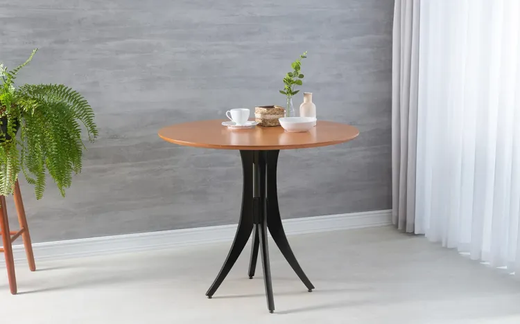 MESA DE JANTAR PRETA REDONDA JULIETTE 90X77CM JATOBÁ E PRETO