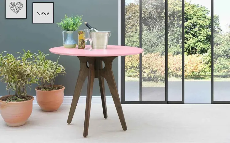 MESA DE JANTAR REDONDA BIANCHI 90X77CM NOGUEIRA E ROSA BEBÊ