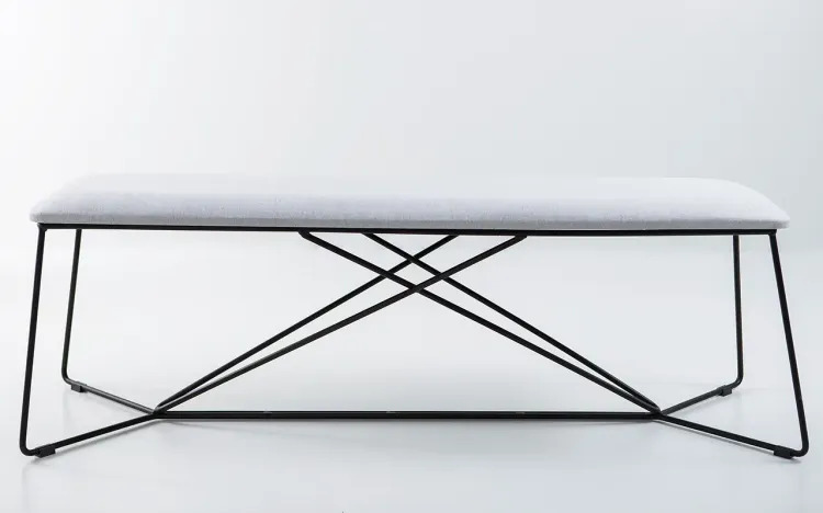 BANCO SEM ENCOSTO 3 LUGARES BEND 149X47X47CM TEC. 915 CINZA CLARO