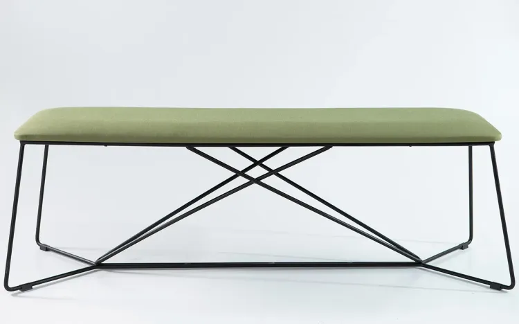 BANCO PARA 3 LUGARES DE METAL ESTOFADO BEND 149X47X47CM TEC. 121 VERDE MUSGO