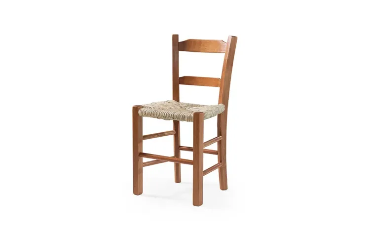 [OUTLET] CADEIRA DE PALHA PESTRE VERNIZ MEL 40X42X83 CM