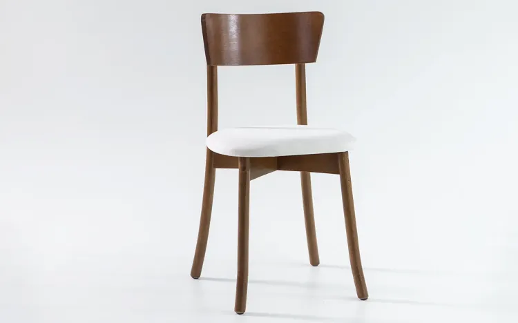 CADEIRA PARA ESCRIVANINHA ESTOFADA CATHERINE VERNIZ CAPUCCINO E TEC. OFF WHITE 42x42x85cm