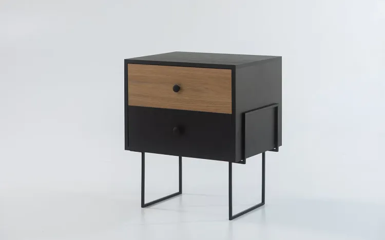 MESA DE CABECEIRA PRETA ZNASH MDF PRETO COM DUAL E PÉS DE METAL 52X37X60 CM