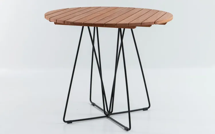 MESA REDONDA PARA SACADA MADEIRA E BASE DE METAL 90X90X75CM STAIN JATOBÁ