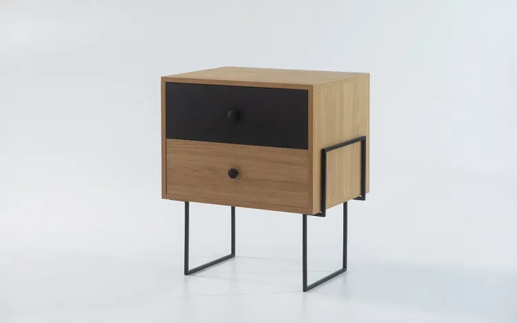 MESA DE CABECEIRA PARA QUARTO ZNASH MDF DUAL COM PRETO E PÉS DE METAL 52X37X60 CM