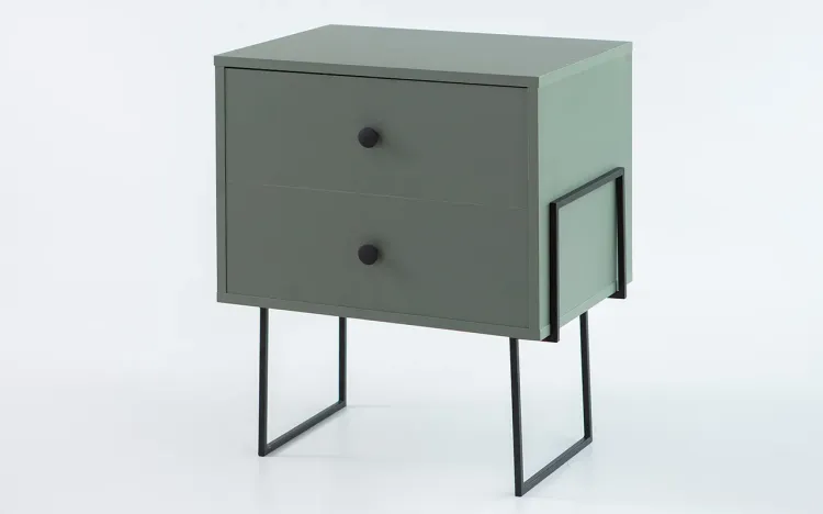 MESINHA LATERAL PARA QUARTO ZNASH MDF VERDE ESCURO E PÉS DE METAL 52X37X60 CM